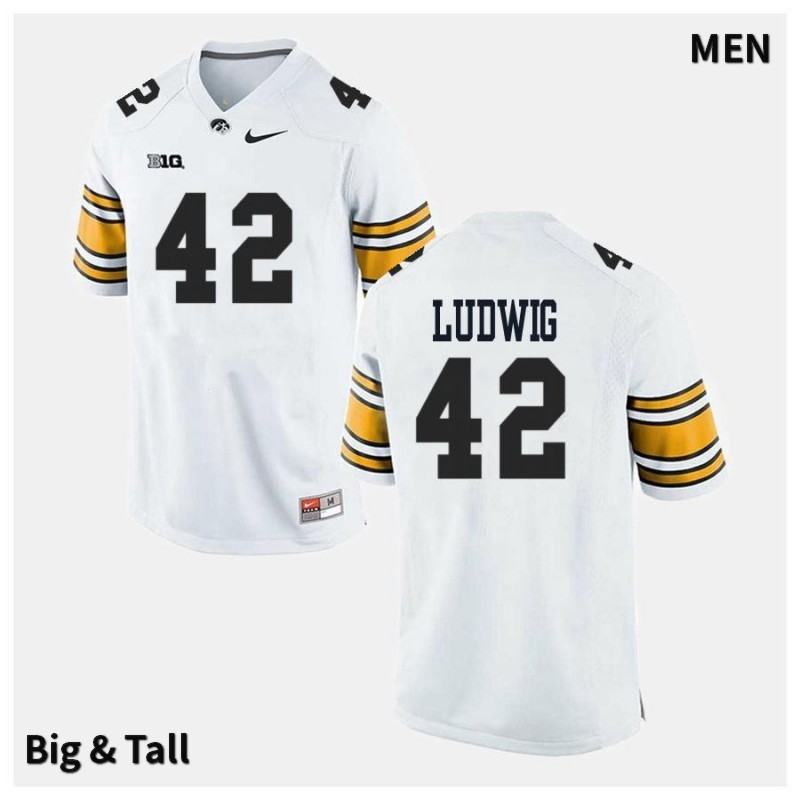 Men's Iowa Hawkeyes NCAA #42 Joe Ludwig White Authentic Nike Big & Tall Alumni Stitched College Football Jersey EM34Y77WT